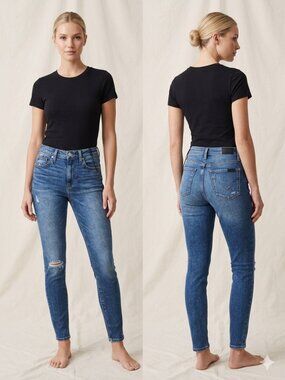 Hudson Barbara High Rise Super Skinny Ankle Distressed Jeans Size 24 NWT
